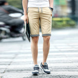 New Summer Men Shorts Cotton Beach Shorts Elastic Waist Casual Shorts