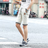 New Summer Men Shorts Cotton Beach Shorts Elastic Waist Casual Shorts