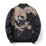 Spring Pilot Bomber Jacket  Men Women Bird Embroidery Baseball Jacket Fashion Casual Youth Couples Coat  Japan Streetwear