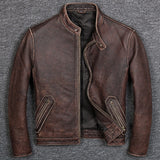 Free shipping.7XL Brand Classic casual style cowhide jacket,mens 100% genuine leather clothes.vintage biker leather coat.