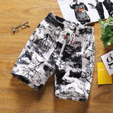 Foesce new fashion printed men cotton shorts men's casual shorts drawstring waist bermuda shorts S-4XL