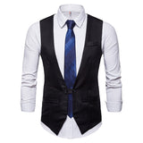 Covrlge Spring Fashion Suit Vest Men Formal Dress Vest English Style Herringbone Sleeveless Jacket Wedding Waistcoat Men