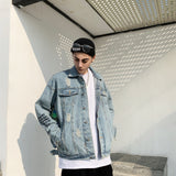 Men's Hip Hop Denim Jackets Fashion Graffiti Printed Denim Jackets Streetwear Oversize Coat for Male