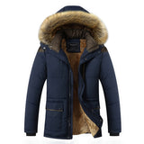 M-5XL Fur Collar Hooded Men Winter Jacket  Fashion Warm Wool Liner Man Jacket and Coat Windproof Male Parkas casaco