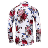 Autumn Men Slim Floral Print Long Sleeve Shirts Fashion Brand Party Holiday Casual Dress Flower Shirt Homme Plus Size 7XL