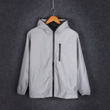 Foesce Spring autumn Men Loose full reflective Hooded Windbreaker waterproof Jacket male Casual hip hop baseball Coats Plus Size 4XL