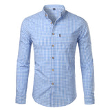 Mens Plaid Cotton Casual Dress Shirts Slim Fit Long Sleeve Button Down Fashion Men Work Business Brand Shirt Chemise Homme