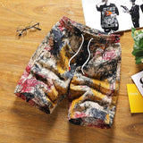 Foesce new fashion printed men cotton shorts men's casual shorts drawstring waist bermuda shorts S-4XL