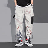 Foesce Men Pants Spring and Autumn Cargo Pants Man Fashion Hip Hop Casual Pants Loose Korean Drawstring Men Joggers Sweatpants