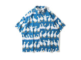 Streetwear Duck Print Short-Sleeved Shirt Men Harajuku Hawaiian Shirt Summer Casual Tee Pocket Shirts Women Unisex Tops