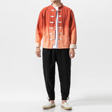 Men Streetwear tang suit Chinese Style Hanfu Jackets Kung Fu Shirts Pants Casual Japanese Cotton Harajuku Coat Blouse trousers