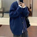 Men Cardigan Autumn Male Outwear Tops Sweaters Knit Solid Loose Casual Preppy Style Korean Fashion Knitwear Coat Pull Homme