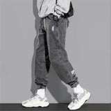 Casual Men Jeans Outdoor Fashion Loose Harem Pants Elastic Waist Male Washed Denim Jeans Plus Size