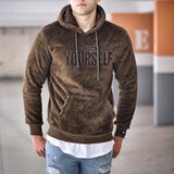 Winter hoodies men furry warm sweatshirt letter embroidery fashion Loose brand hoodie men Sweatshirts