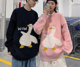 Cute Duck Goose Cartoon Sweater Autumn Winter Men Pullovers Women Knitted Jumper Sweaters Couple Japanese Streetwear