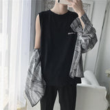 Men Tanks Printed Sleeveless Singlet Plus Size 3XL Summer Korean Style Loose Chic Casual Bodybuilding Trendy Quick Dry Teens New