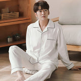 Autumn Winter 100% Cotton Pijama for Men Dormir Lounge Sleepwear Pyjamas Blue Bedgown Home Clothes Man Bedroom PJ Cotton Pajamas