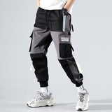 Hip Hop Joggers Men Letter Ribbons Cargo Pants Pockets Track Tactical Casual Techwear Male Trousers Sweatpants Sport Streetwear