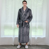 Women Winter Plus Size Long Warm Flannel Bathrobe Men Kimono Velvet Bath Robe Bride Dressing Gown Lovers Robes Night Sleepwear