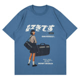 Foesce Girl Japanese Kanji Print Harajuku T Shirt Mens Hip Hop Streetwear T Shirts Summer Cotton Loose Short Sleeve Tops Unisex