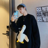 Cute Duck Goose Cartoon Sweater Autumn Winter Men Pullovers Women Knitted Jumper Sweaters Couple Japanese Streetwear