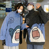 Couple sweater cartoon shark casual loose hip-hop knitted pullover autumn and winter oversized sweater unisex pullover