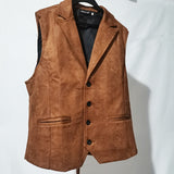 Vest men winter Casual Waistcoat Men Faux leather fashion leather Slim vest lapel classical Vintage gilet European style male