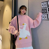 Cute Duck Goose Cartoon Sweater Autumn Winter Men Pullovers Women Knitted Jumper Sweaters Couple Japanese Streetwear