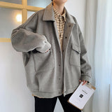 Foesce Winter Thickened Short Woolen Coat Men Warm Fashion Oversized Woolen Coat Men  Korean Loose Woolen Jacket Mens Overcoat M-3XL