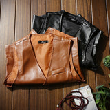 Autumn Men's Vests Coats Fashion PU Leather Sleeveless Jackets Casual Outwear Biker Leather Waistcoats Mens Clothing