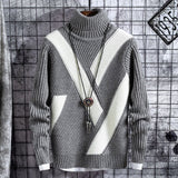 Winter thick warm sweater men's high collar casual splicing new men's Christmas Sweater loose Pullover men's sweater good qualit