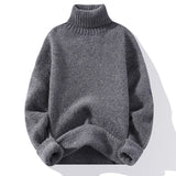 Mens Sweater Solid Color Turtleneck Sweater Men Knitted Pullovers Winter Mens Knitted Sweater Causal Pullovers Man Clothes