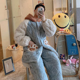 Foesce New Couple Flannel Pajamas Set Women Men Winter Coral Velvet Sleepwear Suit Three-layer Cotton Thick Loose Casual Home Clothes