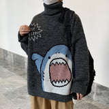 Couple sweater cartoon shark casual loose hip-hop knitted pullover autumn and winter oversized sweater unisex pullover