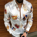 Foesce Casual Loose Turn-down Collar Mens Shirts Vintage Printing Button Short Sleeve Tops Summer Men Clothing Fashion Streetwear