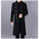 Long dust coat Men Winter Warm Trench Woolen Cloth Coat Mens Double Breasted Slim Casual Jackets Solid Business Outwear