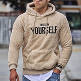 Winter hoodies men furry warm sweatshirt letter embroidery fashion Loose brand hoodie men Sweatshirts