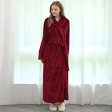 Women Winter Plus Size Long Warm Flannel Bathrobe Men Kimono Velvet Bath Robe Bride Dressing Gown Lovers Robes Night Sleepwear