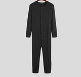 Men Pajamas Jumpsuit Homewear Solid Color Long Sleeve Comfortable Button Leisure Sleepwear Men Rompers Nightwear S-5XL