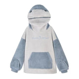 Fleece Hooded Sweatshirt Ladies Hooded Shark Plush Sweatshirt Furry Inner Loose Pullover Tops Couple Clothes Unisex Sudaderas