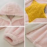 Winter Flannel Robes Women Sweet Thick Warm Plus Velvet hooded Bathrobes Female Sweet Cute Fluffy Soft Nightwear Windproof Daily