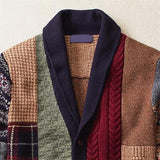 Vintage Men Hooded Cardigan Sweaters Jacket Men Autumn Patchwork Knit Ethnic Style Outwear Patch Hoodies Coat Sweater new