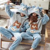 Winter Couples Pyjamas Sets Women Man Thicken Hoodies Pajamas Cartoon Anime Panda Sleepwear Lovers Soft Warm Homewear pijama set