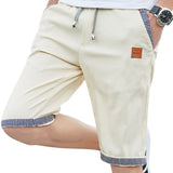 New Summer Men Shorts Cotton Beach Shorts Elastic Waist Casual Shorts