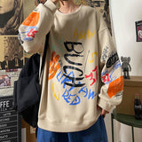 Foesce Letter Graffiti Loose Men Sweatshirts Fashion Korean Clothing Designer Brand Male Hoodies Spring Autumn Pullovers