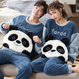 Winter Couples Pyjamas Sets Women Man Thicken Hoodies Pajamas Cartoon Anime Panda Sleepwear Lovers Soft Warm Homewear pijama set