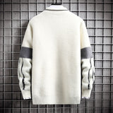 Autumn Winter Knitted Sweater Men Long Sleeved O Neck Casual Mink Velvet Sweater Male Warm Mohair Sweater Man Black White