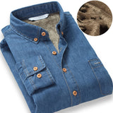 Fashion Brand Winter Jeans Shirt Men Warm Fleece Lined Velvet Denim Shirts Cowboy Coats Outwear Windbreaker Thick Clothing