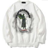 Hip Hop Knitted Men's Sweater Male Angel Lightning Printed Streetwear Harajuku Autumn Winter Oversized Casual Pullover Sweaters