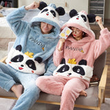 Winter Couples Pyjamas Sets Women Man Thicken Hoodies Pajamas Cartoon Anime Panda Sleepwear Lovers Soft Warm Homewear pijama set